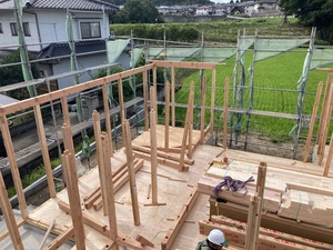 管柱・横架材で柱頭を留めていく
