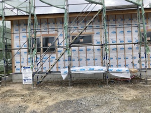 2021.9.16　外壁　下地材　通気工法と壁の耐震性をUPさせるため
